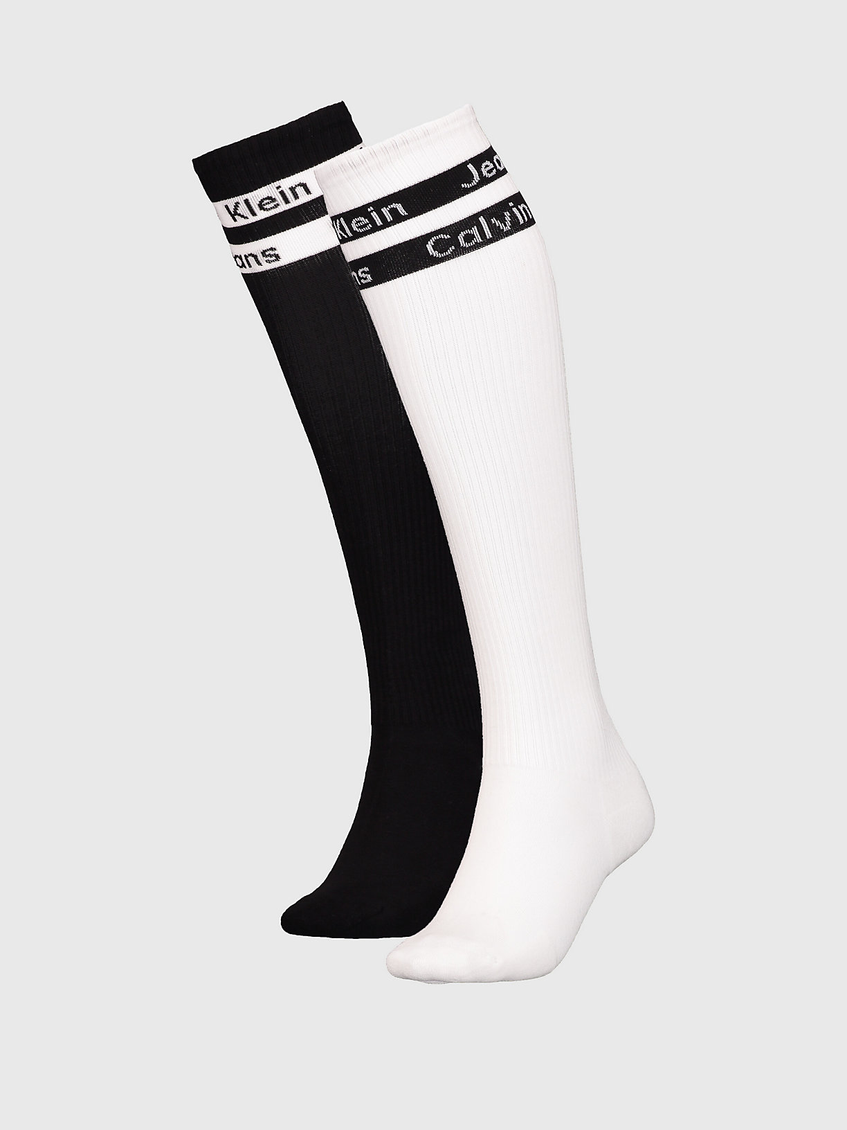 WHITE/BLACK Lot de 2 paires de chaussettes longues for femmes CALVIN KLEIN JEANS
