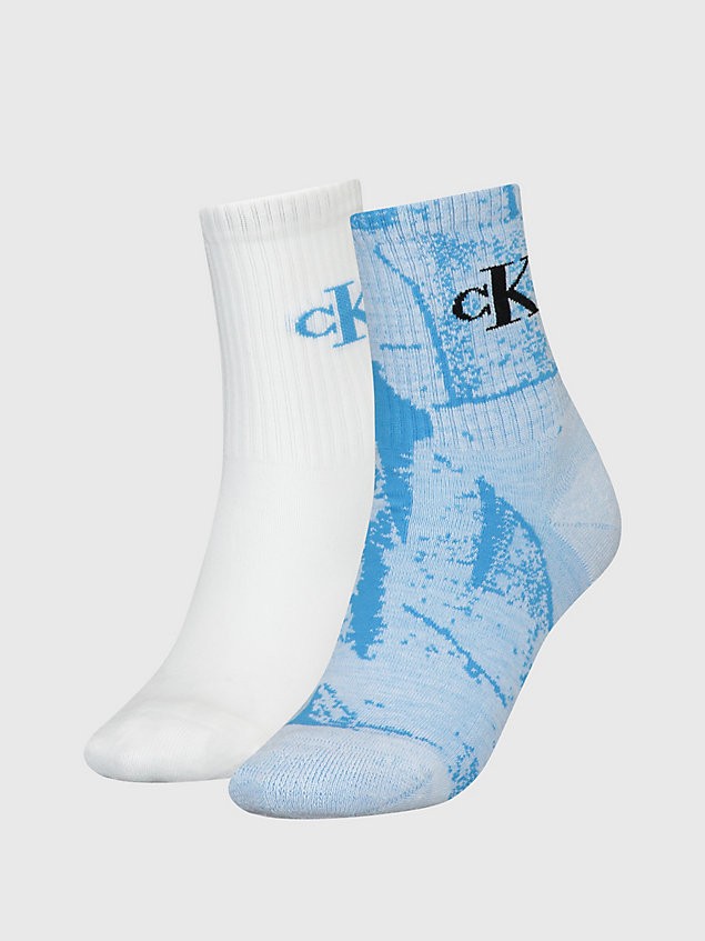 blue 2 pack crew socks for women calvin klein jeans