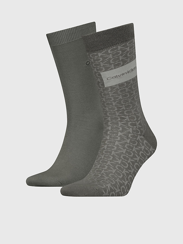 grey 2 pack crew socks for men calvin klein