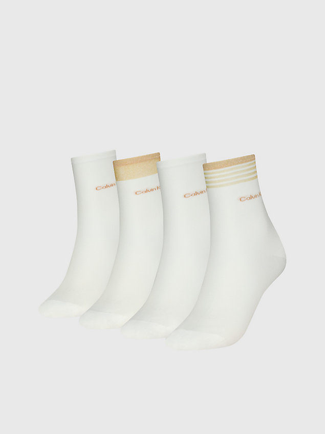 white cadeauset 4-pack crew sokken met lurex voor dames - calvin klein