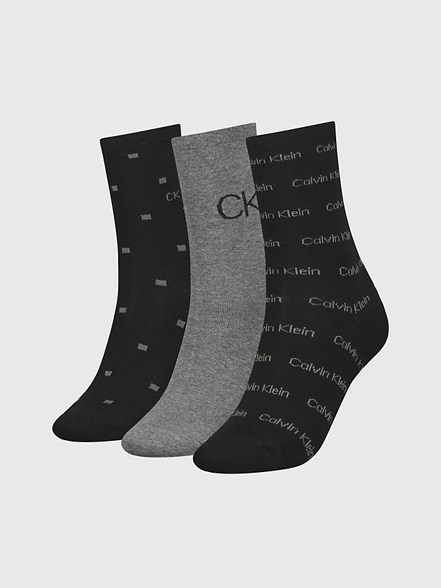 black cadeauset 3-pack crew sokken met logo voor dames - calvin klein