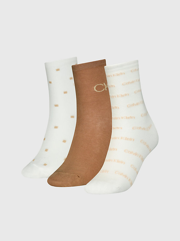 pack de 3 pares de calcetines de deporte con logo en set de regalo brown combo de mujer calvin klein