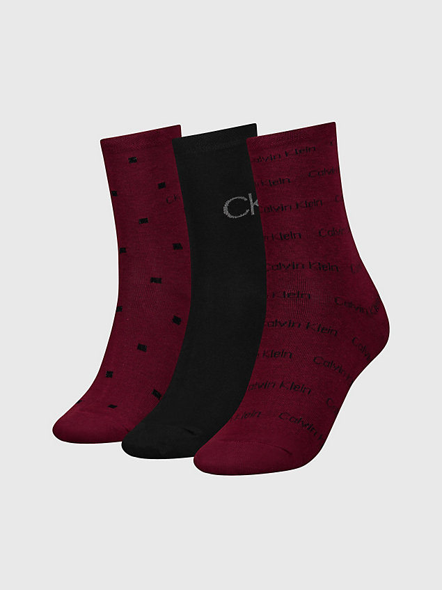 grey cadeauset 3-pack crew sokken met logo voor dames - calvin klein