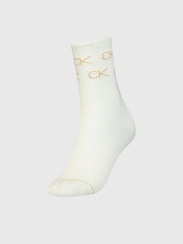 white cadeaubox crew sokken met lurex voor dames - calvin klein