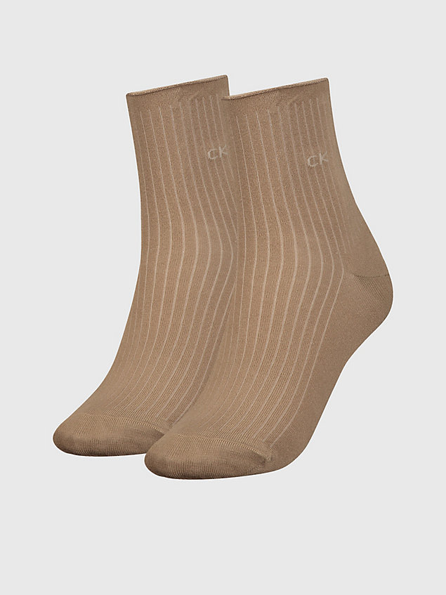 brown 2 pack ankle socks for women calvin klein