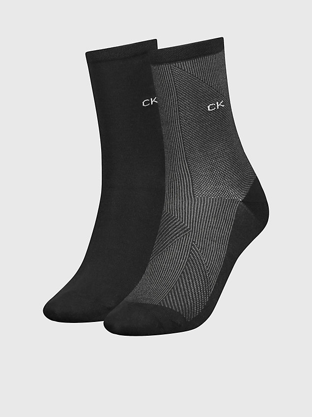 black 2-pack crew sokken voor dames - calvin klein