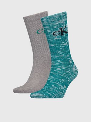 Calvin Klein Men's Houndstooth Crew Socks Green Size Regular