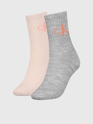 grey 2 pack crew socks for women calvin klein jeans