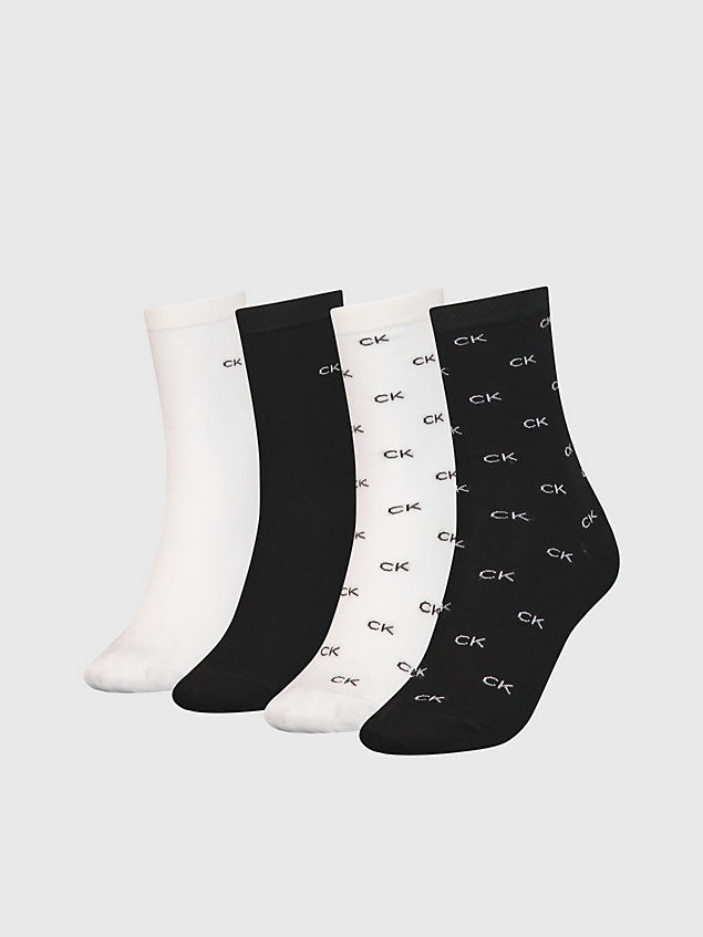 black cadeauset 4-pack crew sokken met logo voor dames - calvin klein
