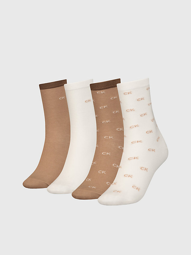 brown 4 pack logo crew socks gift set for women calvin klein