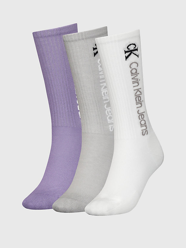 white/purple 3 pack vintage crew socks for women calvin klein jeans