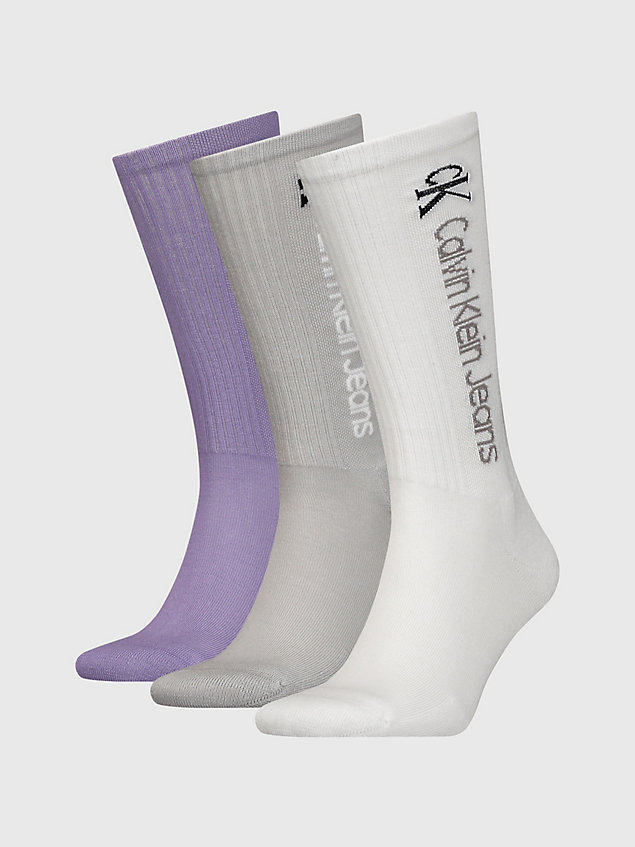 purple 3 pack vintage crew socks for men calvin klein jeans