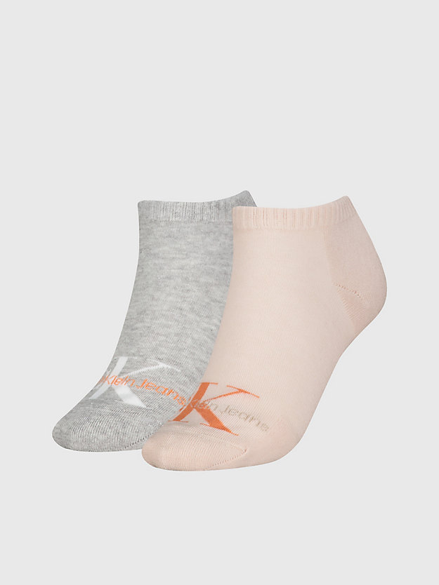 orange / grey 2 pack invisible socks for women calvin klein jeans
