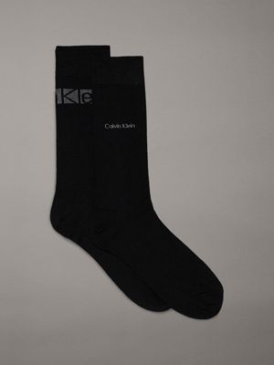 black 2 pack crew socks for men calvin klein