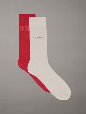 red 2 pack crew socks for men calvin klein