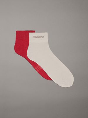 red 2 pack ankle socks for men calvin klein