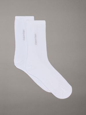 white 2 pack crew socks for women calvin klein