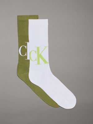 white 2 pack crew socks for men calvin klein jeans