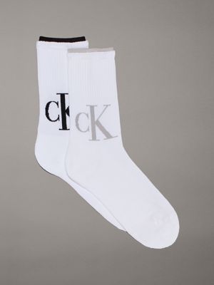 white 2 pack crew socks for women calvin klein jeans