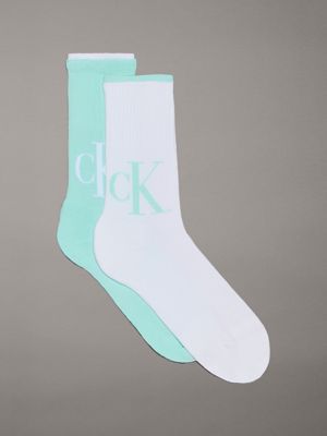 green 2 pack crew socks for women calvin klein jeans