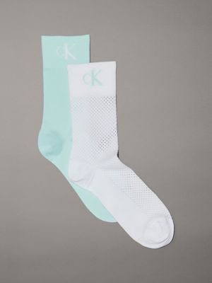 green 2 pack crew socks for women calvin klein jeans