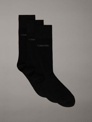 black 3 pack crew socks for men calvin klein