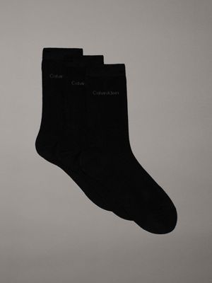 black 3 pack crew socks for women calvin klein