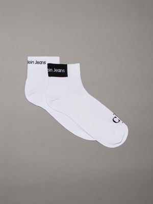 white 2 pack ankle socks for men calvin klein jeans