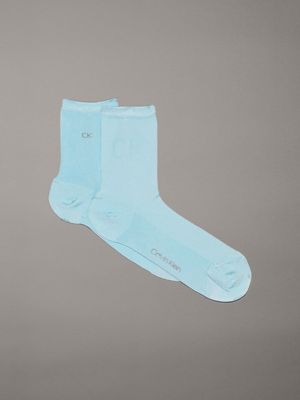 blue 2 pack ankle socks for women calvin klein