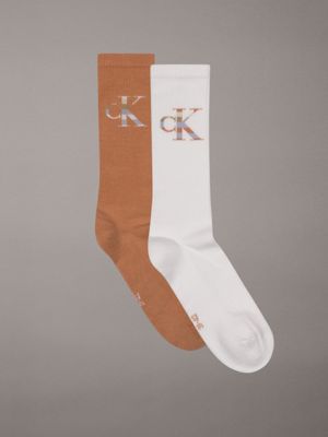 brown 2 pack crew socks for men calvin klein jeans