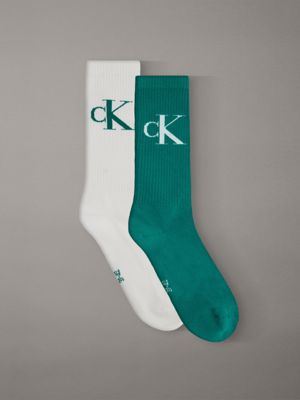 green 2 pack soft cotton stretch crew socks for men calvin klein jeans
