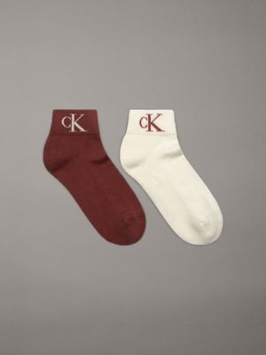 red 2 pack ankle socks for men calvin klein jeans