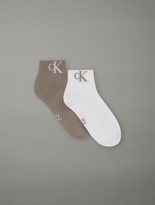 beige 2 pack soft cotton stretch ankle socks for men calvin klein jeans