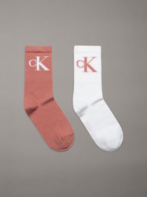 pink 2 pack crew socks for women calvin klein jeans