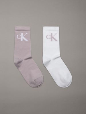 purple 2 pack crew socks for women calvin klein jeans