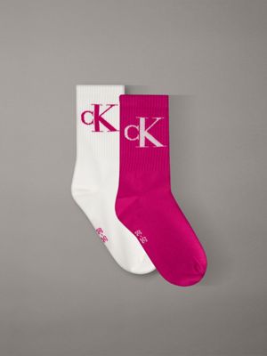 pink 2 pack soft cotton stretch crew socks for women calvin klein jeans