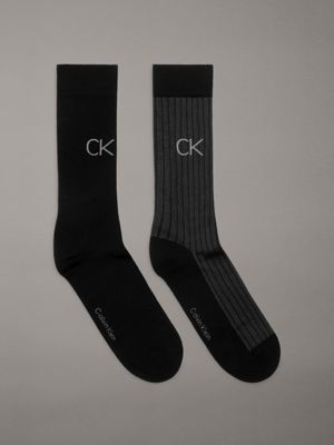 black 2 pack crew socks for men calvin klein