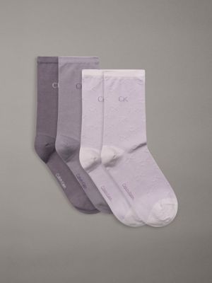 purple 4 pack crew socks for women calvin klein