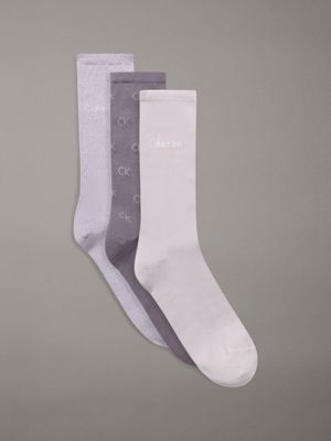 lilac combo 3 pack metallic crew socks gift set for women calvin klein