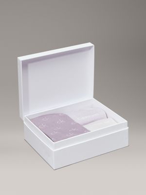 pack de 3 pares de calcetines de deporte de fibra metálica en set de regalo purple de mujeres calvin klein