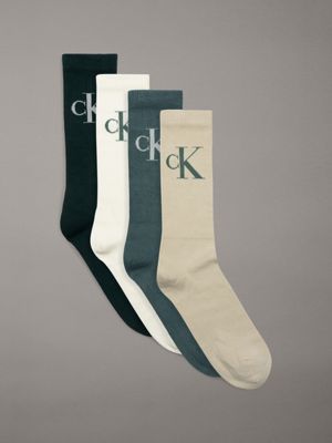 green/white combo 4 pack crew socks gift set for men calvin klein jeans