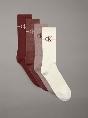 red/offwhite combo 4 pack crew socks gift set for men calvin klein jeans