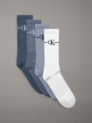 blue/white combo 4 pack crew socks gift set for men calvin klein jeans