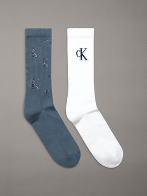 blue 2 pack crew socks for men calvin klein jeans