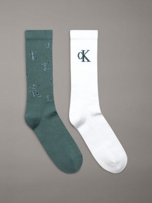 green 2 pack crew socks for men calvin klein jeans