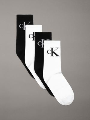 black/white cadeauset 4-pack crew sokken voor dames - calvin klein jeans