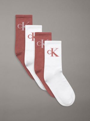 rose pink/white 4 pack crew socks gift set for women calvin klein jeans