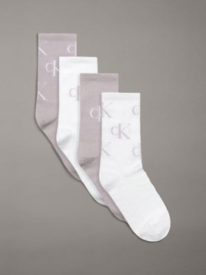 lilac/white 4 pack crew socks gift set for women calvin klein jeans