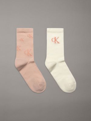 white zestaw 2 par skarpetek za kostkę dla kobiety - calvin klein jeans