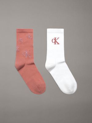 pink 2 pack crew socks for women calvin klein jeans